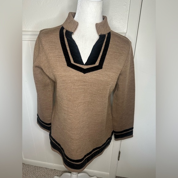 Soft Surroundings Tan and Black V-Neck Sweater size M - Picture 1 of 6